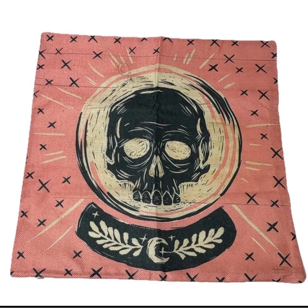 Pink Pillow Cover 18X18  Home Decorations, Crystal Ball, Skull, Spirit, Goth